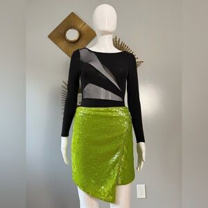 REVOLVE - NBD Green Apple Martini Sequin Mini Skirt